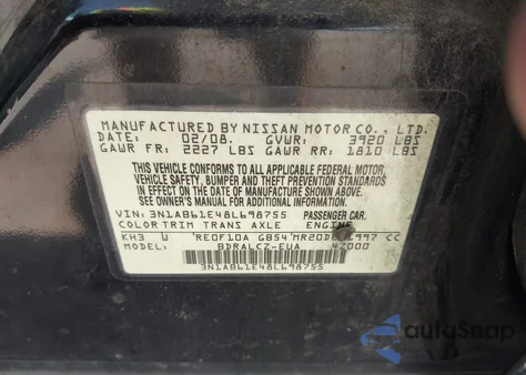 2008 Nissan Sentra 2.0 из США, поврежденный, VIN 3N1AB61E98L685869